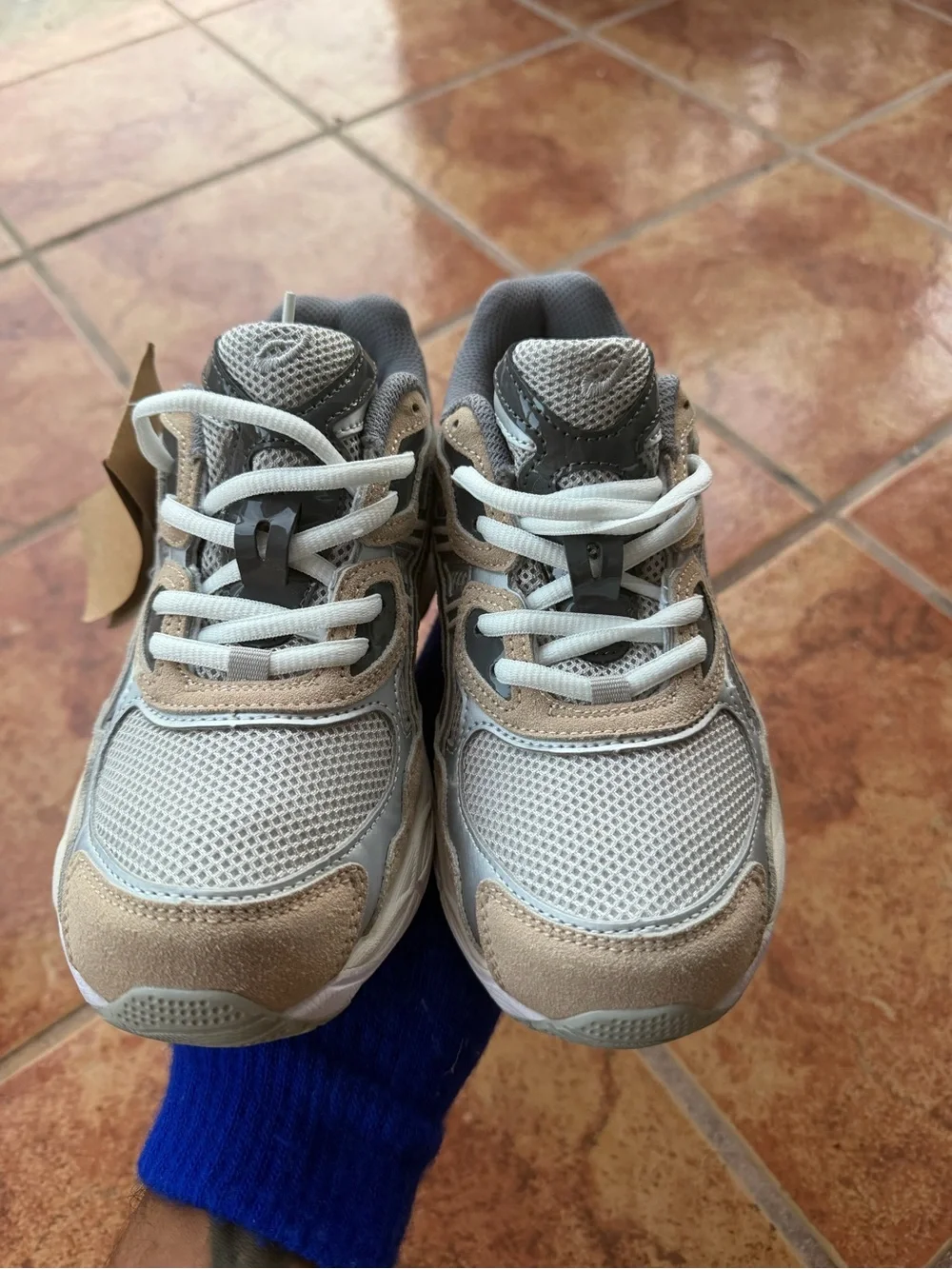 Asics Beige Gray White Men's Running Sneakers